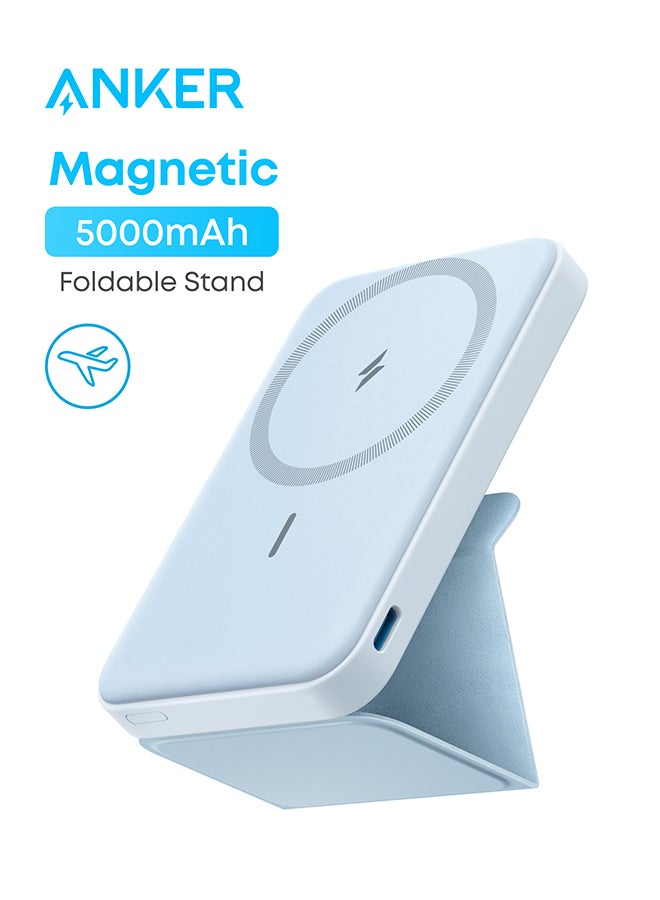 باور بانك، بطارية مغناطيسية 622 (ماجو)، شاحن محمول لاسلكي مغناطيسي قابل للطي بقدرة 5000 مللي أمبير في الساعة ومنفذ USB-C لهواتف iPhone 15/15 Plus/15 Pro/15 Pro Max وiPhone 14/13/12 - Image 1